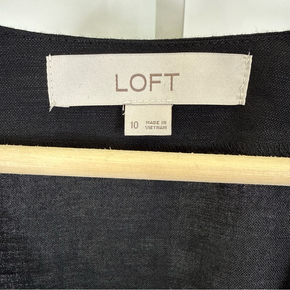Loft Womens Linen Blend Button Front Knee Length Dress Size 10 - Picture 4 of 10